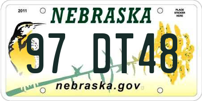 NE license plate 97DT48