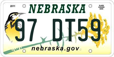 NE license plate 97DT59