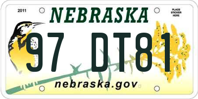 NE license plate 97DT81