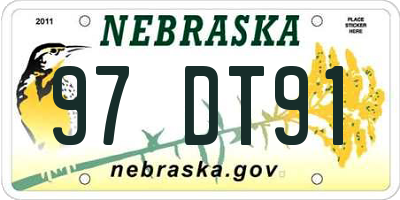 NE license plate 97DT91