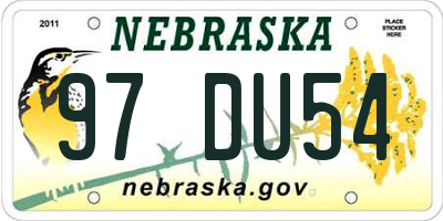 NE license plate 97DU54