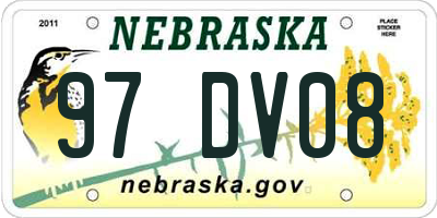 NE license plate 97DV08