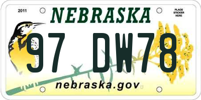 NE license plate 97DW78