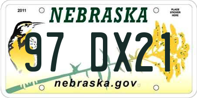 NE license plate 97DX21