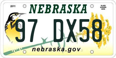 NE license plate 97DX58