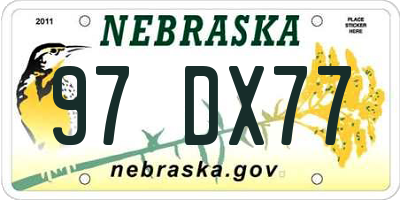 NE license plate 97DX77