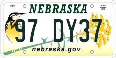 NE license plate 97DY37