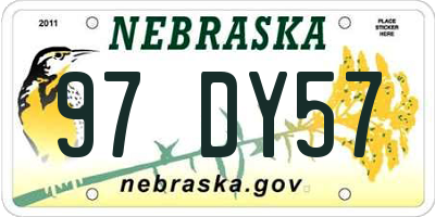 NE license plate 97DY57