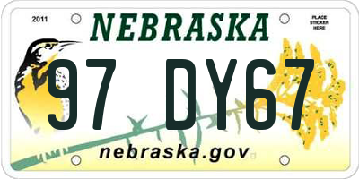 NE license plate 97DY67