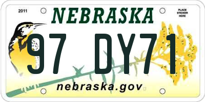 NE license plate 97DY71