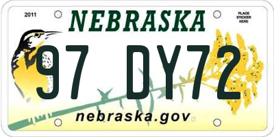 NE license plate 97DY72
