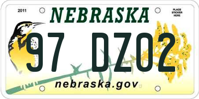 NE license plate 97DZ02