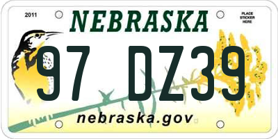 NE license plate 97DZ39