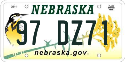 NE license plate 97DZ71