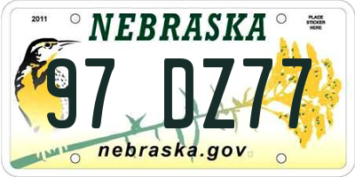 NE license plate 97DZ77