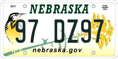 NE license plate 97DZ97
