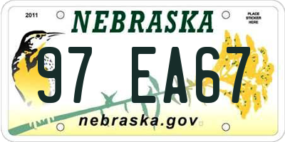 NE license plate 97EA67