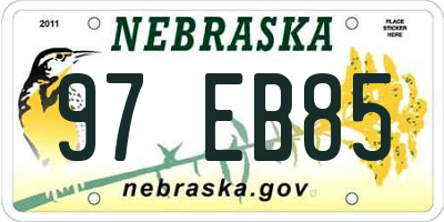 NE license plate 97EB85