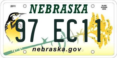 NE license plate 97EC11
