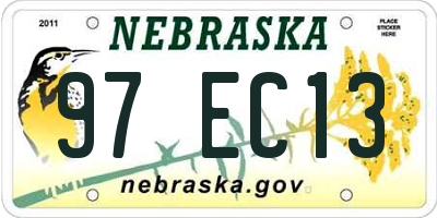 NE license plate 97EC13