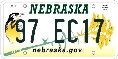 NE license plate 97EC17
