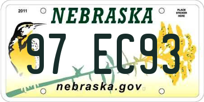 NE license plate 97EC93