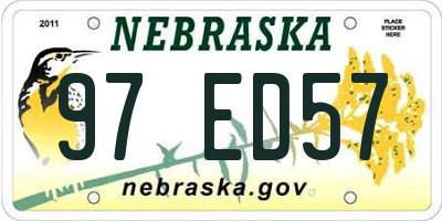 NE license plate 97ED57