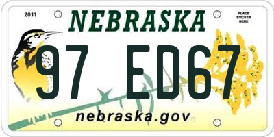 NE license plate 97ED67
