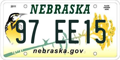 NE license plate 97EE15