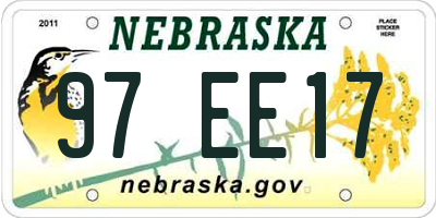 NE license plate 97EE17