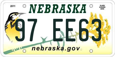 NE license plate 97EE63