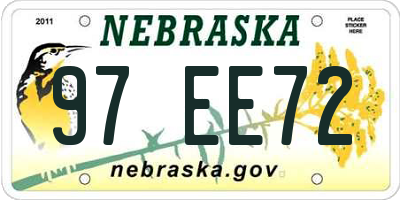 NE license plate 97EE72