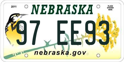 NE license plate 97EE93