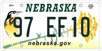 NE license plate 97EF10