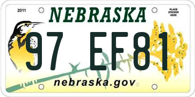 NE license plate 97EF81