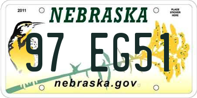 NE license plate 97EG51