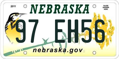 NE license plate 97EH56