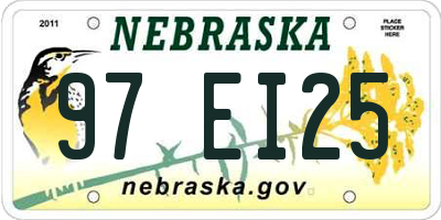 NE license plate 97EI25