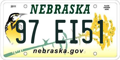 NE license plate 97EI51