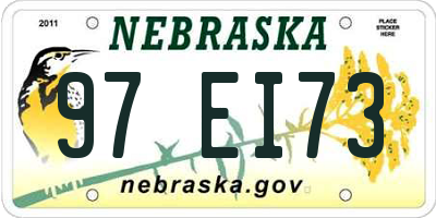 NE license plate 97EI73