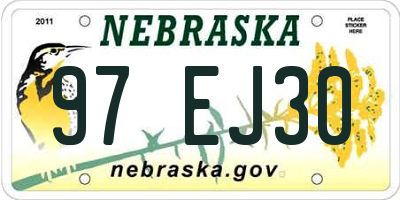 NE license plate 97EJ30