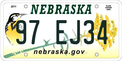 NE license plate 97EJ34