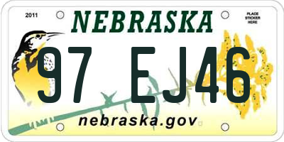NE license plate 97EJ46
