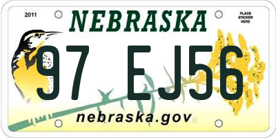 NE license plate 97EJ56