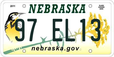 NE license plate 97EL13
