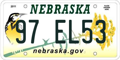 NE license plate 97EL53