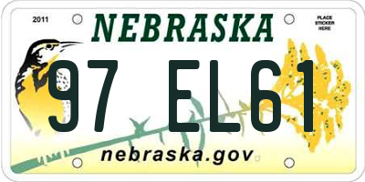 NE license plate 97EL61