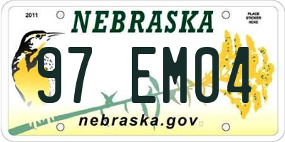 NE license plate 97EM04