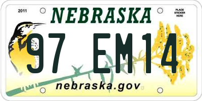 NE license plate 97EM14