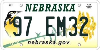 NE license plate 97EM32